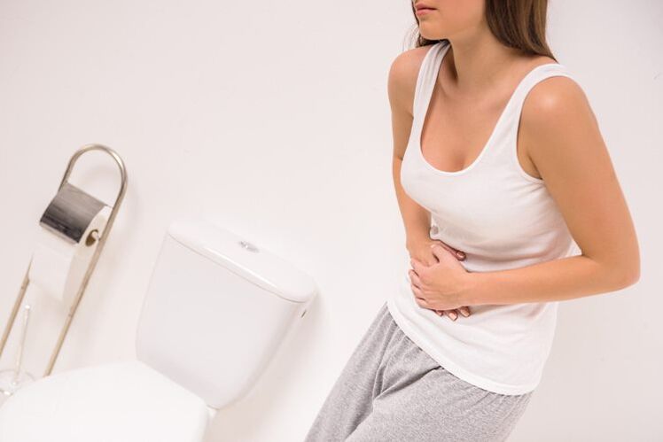 Symptoms of cystitis in women are pain in the lower abdomen and frequent urination.